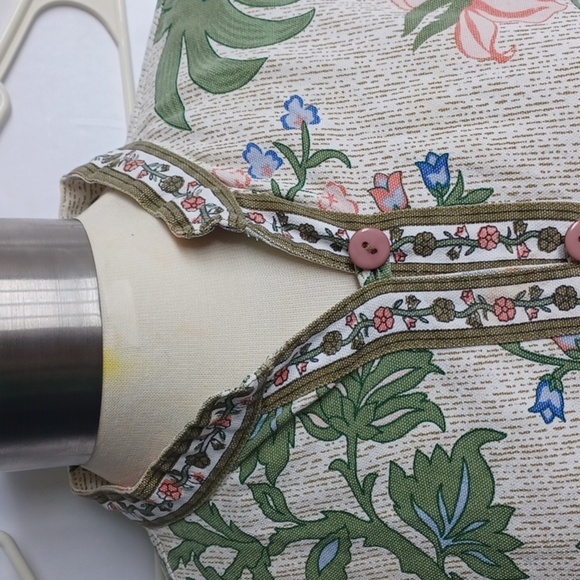 Tudor Court Blazer Floral Mandarin Collar Cotton Garden Asian Vintage, 20" PTP - Picture 2 of 9